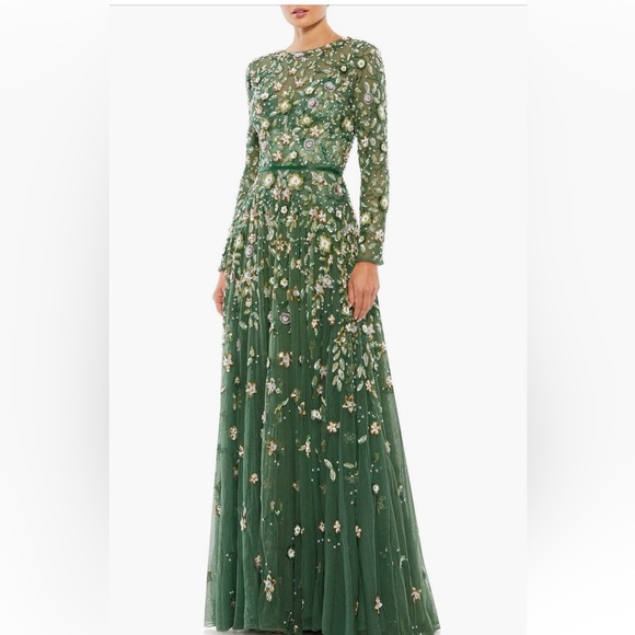 Mac Duggal Size 6 Floral Sequin Long Sleeve - Picture 2 of 2